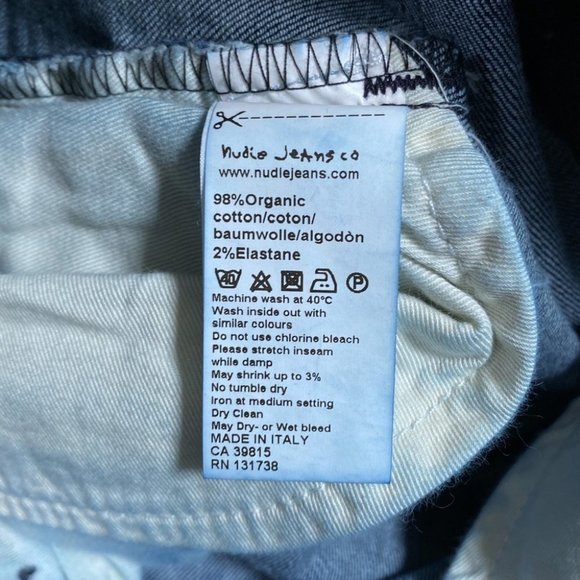 Nudie Jeans Tape Ted Organic Dry Grey Embo Blue Slim Denim Mens  30 (28x26) - Picture 9 of 11